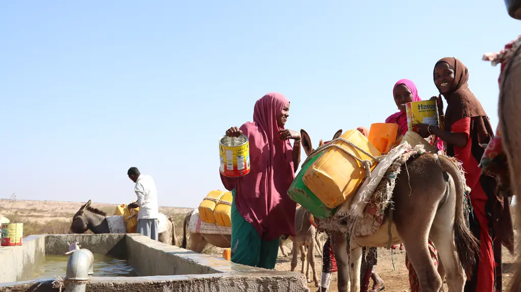 gathering water